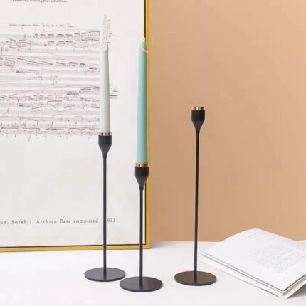 Electroplated Gold Black Metal Candle Holders 4