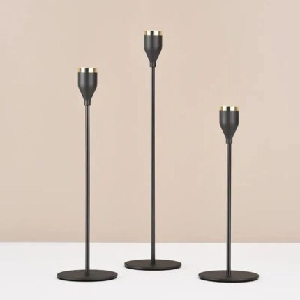 Electroplated Gold Black Metal Candle Holders