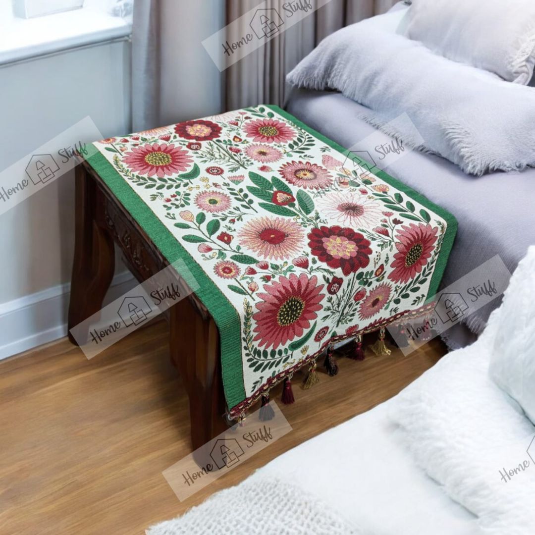 Floral Blossom Jacquard Nightstand Runners 1 Floral Blossom Jacquard Nightstand Runners 1