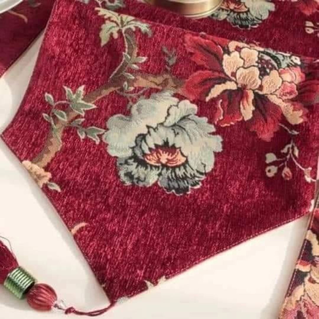 Jacquard Chenille Floral Table Runner 4 Jacquard Chenille Floral Table Runner 4