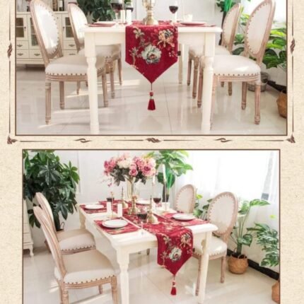 Jacquard Chenille Floral Table Runner 5