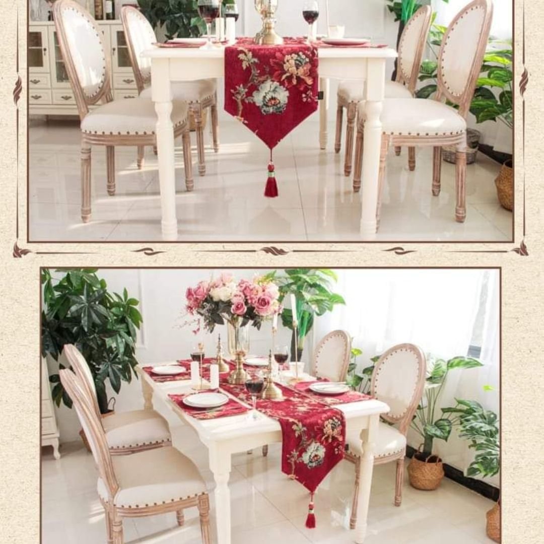 Jacquard Chenille Floral Table Runner 5 Jacquard Chenille Floral Table Runner 5