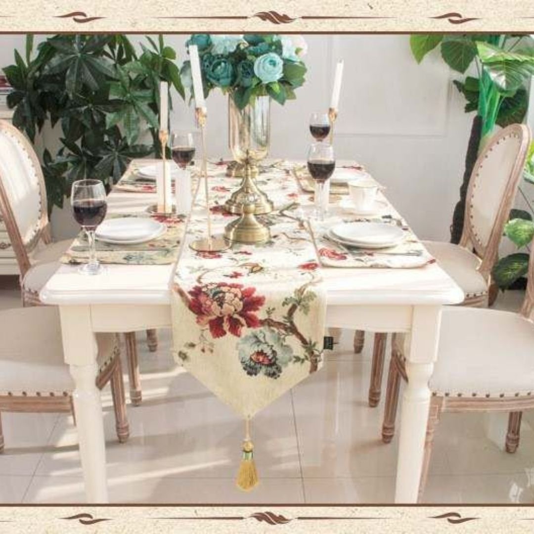 Jacquard Chenille Floral Table Runner 7 Jacquard Chenille Floral Table Runner 7