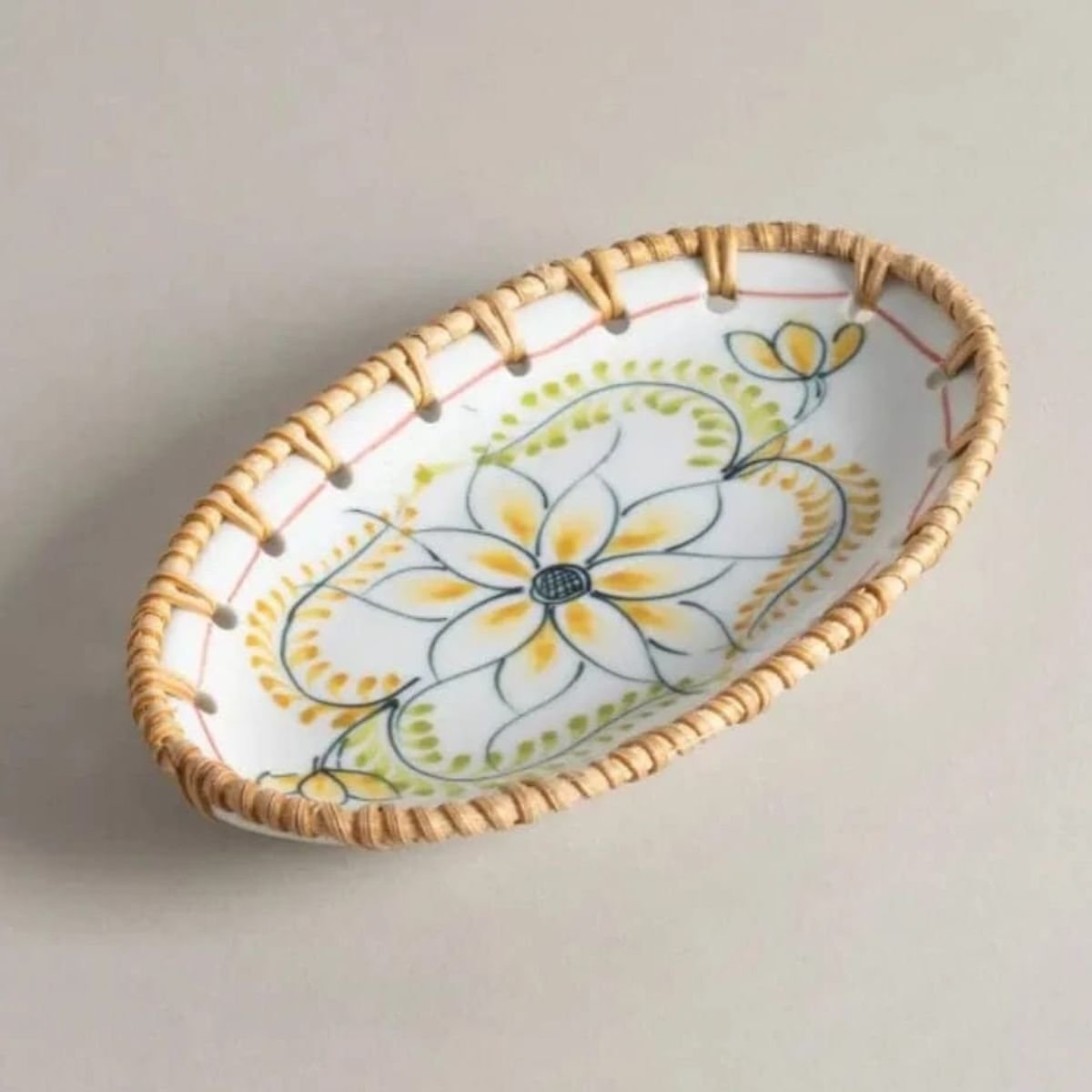 Small Braided Rattan Ceramic Dish 1 Small Braided Rattan Ceramic Dish 1