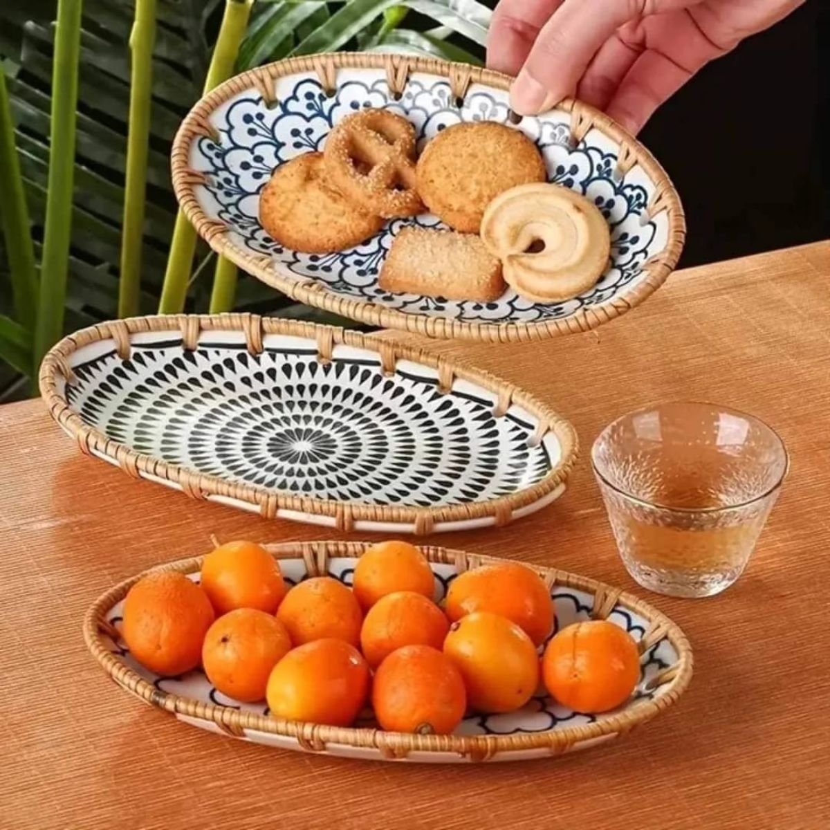 Small Braided Rattan Ceramic Dish 10 Small Braided Rattan Ceramic Dish 10