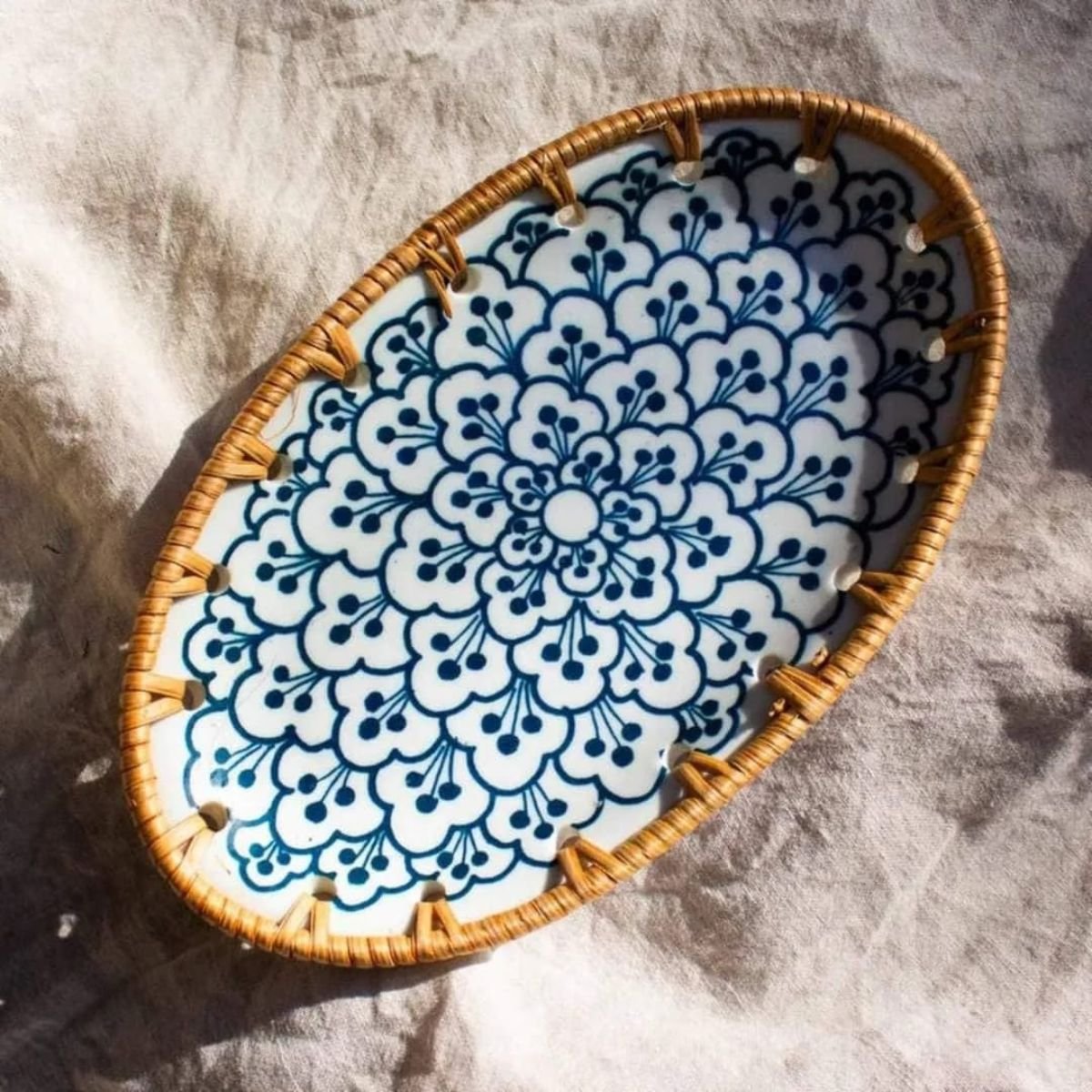 Small Braided Rattan Ceramic Dish 5 Small Braided Rattan Ceramic Dish 5