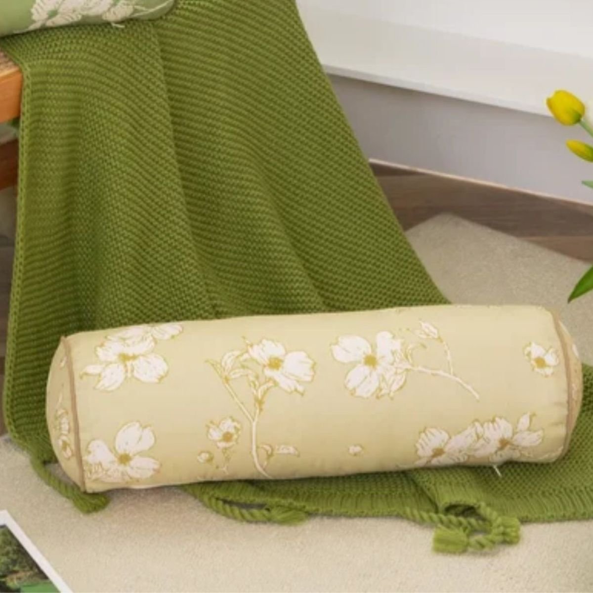 Plain Plant Floral Bolster Pillows 3 Plain Plant Floral Bolster Pillows 3