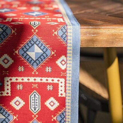 Red Geometric Graphic Table Runner 2