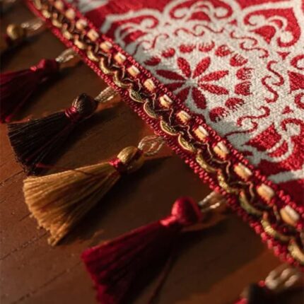 Red Yarn Dyed Jacquard Table Runner 7
