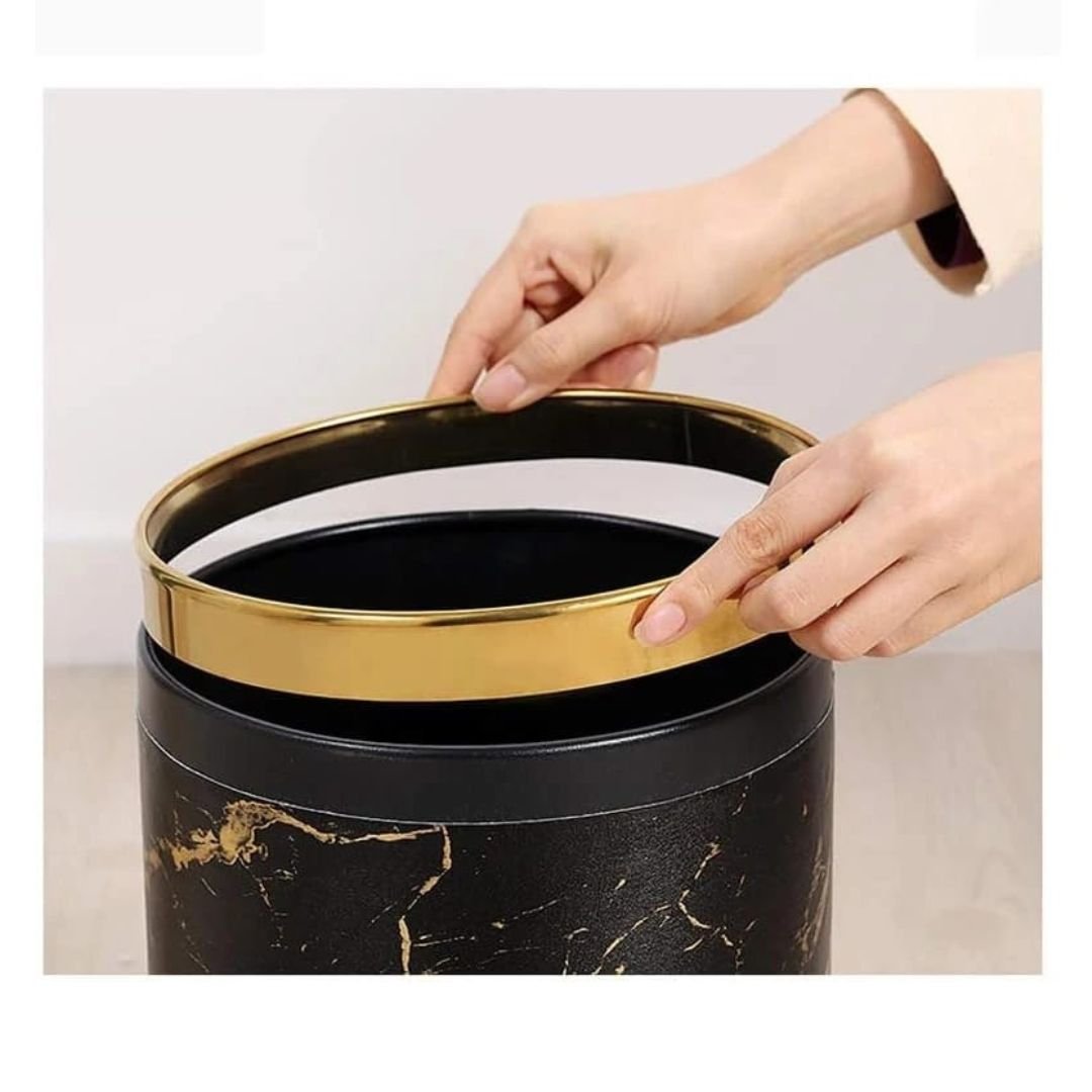 Marble Pattern Leather Wrapped Trash Cans 1 Marble Pattern Leather Wrapped Trash Cans 1