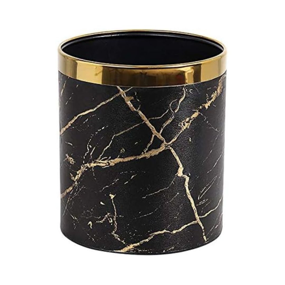 Marble Pattern Leather Wrapped Trash Cans 5 Marble Pattern Leather Wrapped Trash Cans 5