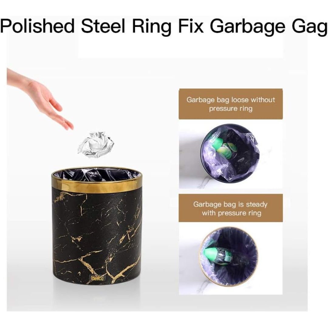 Marble Pattern Leather Wrapped Trash Cans 6 Marble Pattern Leather Wrapped Trash Cans 6