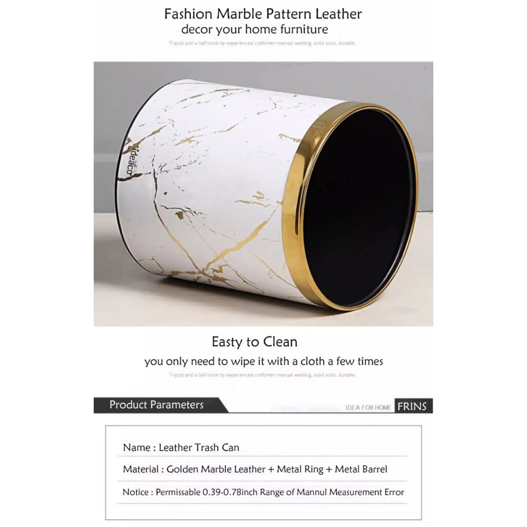 Marble Pattern Leather Wrapped Trash Cans 7 Marble Pattern Leather Wrapped Trash Cans 7