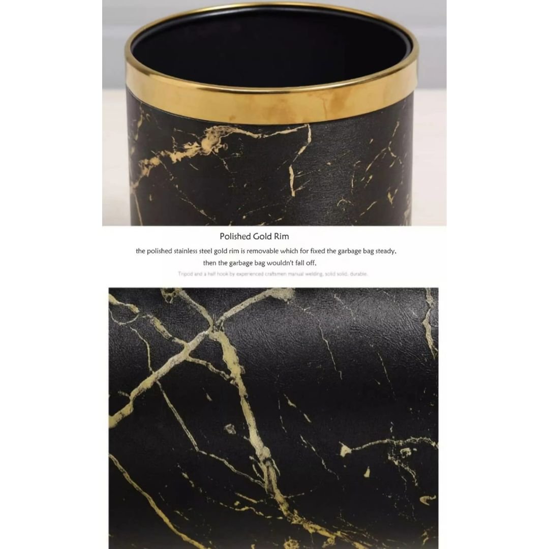 Marble Pattern Leather Wrapped Trash Cans Marble Pattern Leather Wrapped Trash Cans