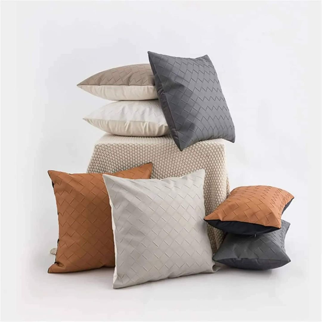 Woven Leather and Soft Velvet Cushion Covers 1 Woven Leather and Soft Velvet Cushion Covers 1