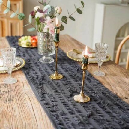 Fringed Striped Farmhouse Style Table Runner 5