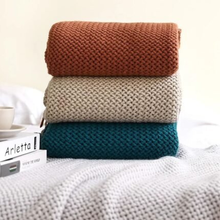 Honeycomb Hollow Weave Throw Blankets homestuffbd1