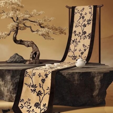 Moonlight Shadow Floral Velvet Table Runner 2