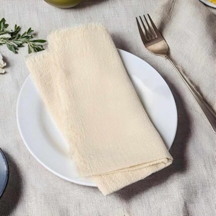 Frayed Edge Dinner Napkins Beige 3