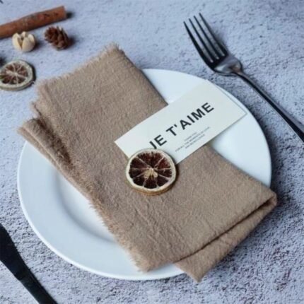 Frayed Edge Dinner Napkins Nude 9