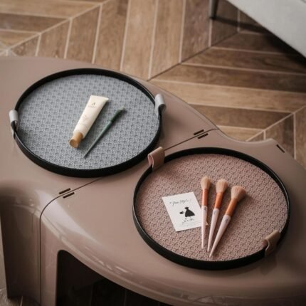 L’Essence Luxe Leather and Wood Tray 4