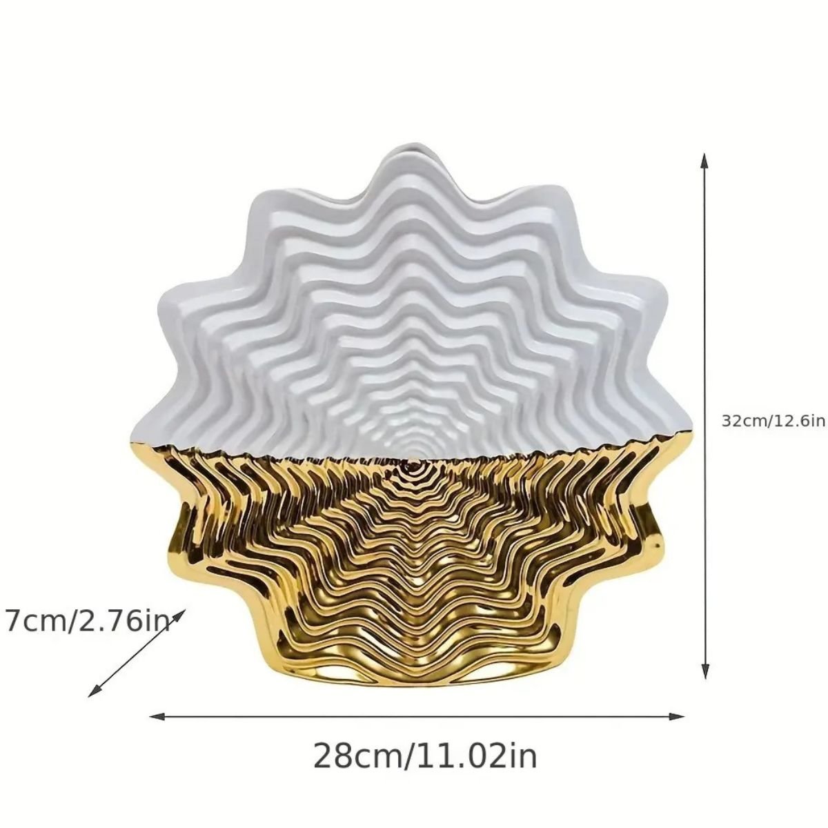 Pearl White & Rich Golden Regal Wave Vase / Centerpiece Pearl White & Rich Golden Regal Wave Vase / Centerpiece