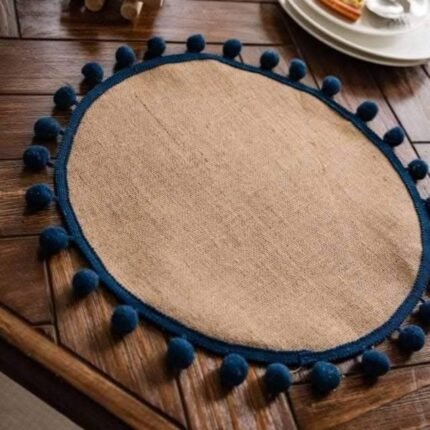 Homestuff Pompom Chic Burlap Table Placemats 12