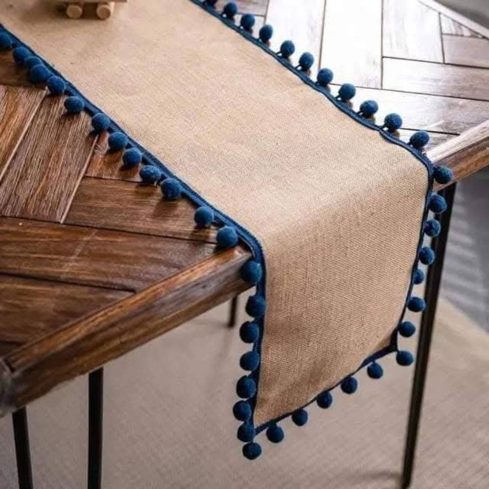 Homestuff Pompom Chic Burlap Table Runner 13 Homestuff Pompom Chic Burlap Table Runner 13