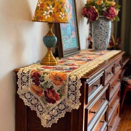Homestuff Victorian Gold Lace Cabinet Table Runner 1