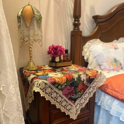 Hoomestuff Victorian Gold Lace Nightstand cover 5