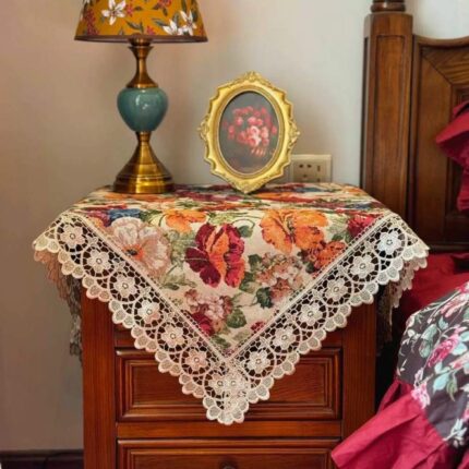 Hoomestuff Victorian Gold Lace Nightstand cover 6