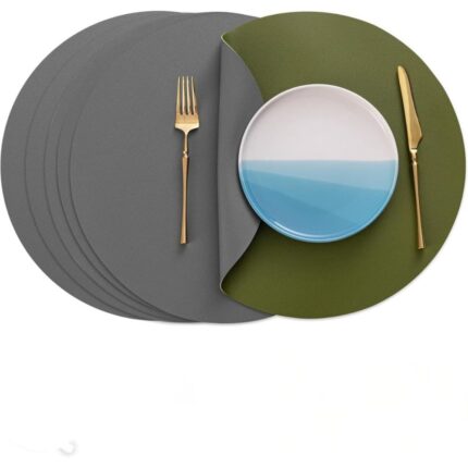Homestuff Round Double Tone Leather Placemats 1