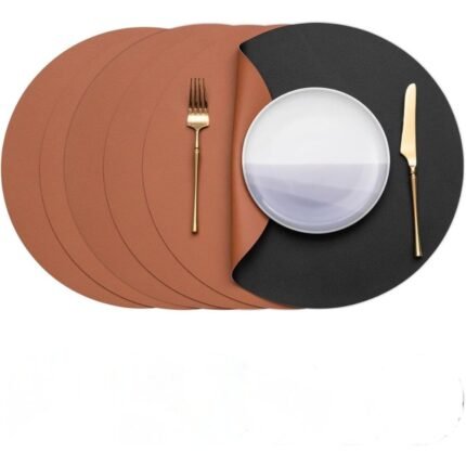 Homestuff Round Double Tone Leather Placemats 2