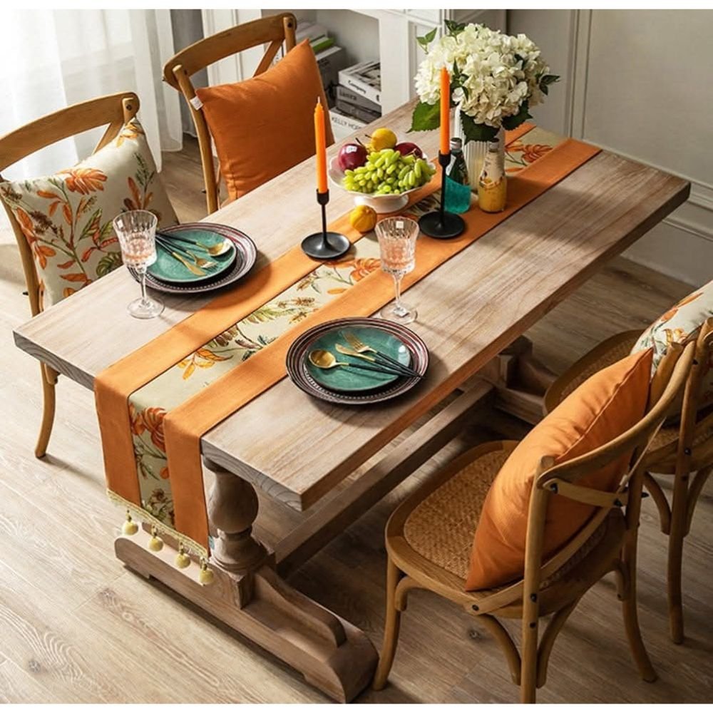 Homestuff Tangerine Grace Pompom Table Runner 4 Homestuff Tangerine Grace Pompom Table Runner 4