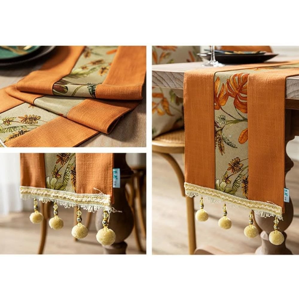 Homestuff Tangerine Grace Pompom Table Runner 6 Homestuff Tangerine Grace Pompom Table Runner 6