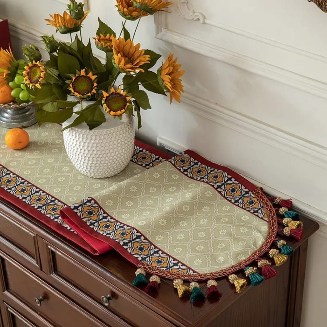 Retro Crownfall Cabinet Table Bed Runner homestuffbd Retro Crownfall Cabinet Table Bed Runner homestuffbd