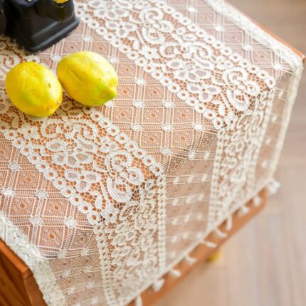 Chic White Lace Bedside Table Cover homestuffbd23