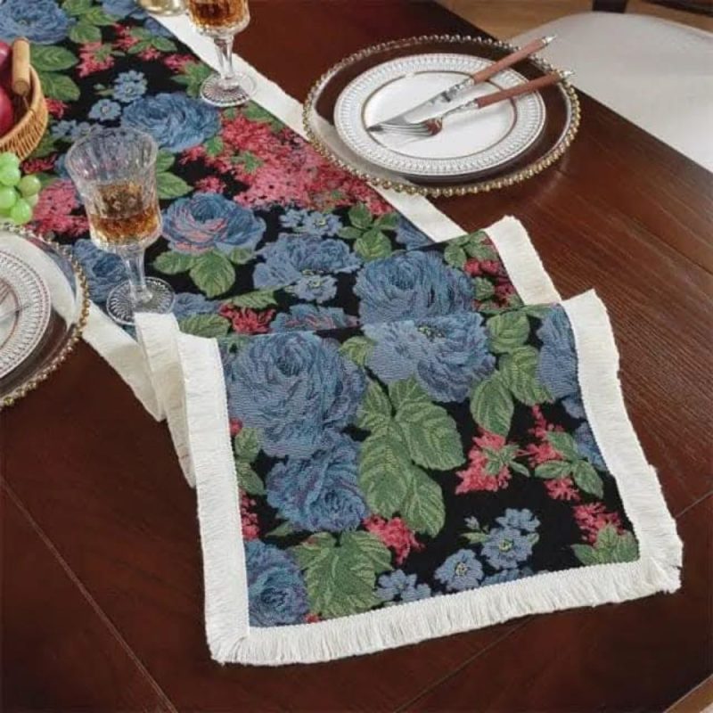 Homestuff Exotic Meadow Garden Fringe Table Runner 4