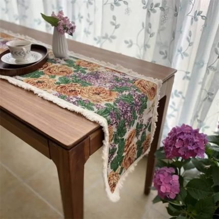 Homestuff Exotic Meadow Garden Fringe Table Runner 7