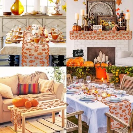 Homestuff Autumn Lace Maple Leaf Table Runner 3