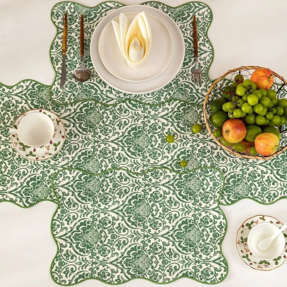Homestuff Fleur de Lis Scallop Edge Table Runner 3 Homestuff Fleur de Lis Scallop Edge Table Runner 3