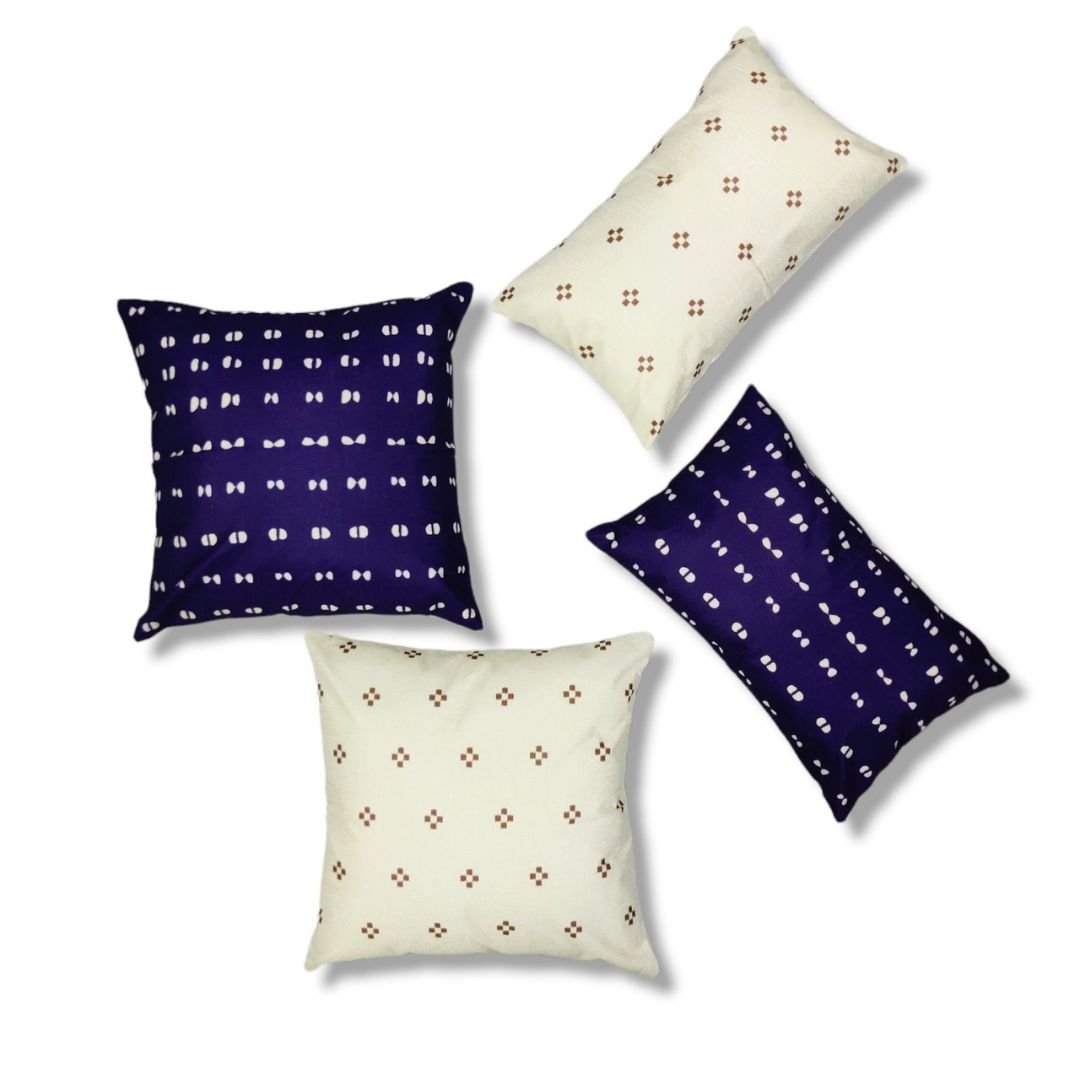 Modern Boho Indigo & Ivory Contrast Cushion Covers homestuf2 Modern Boho Indigo & Ivory Contrast Cushion Covers homestuf2