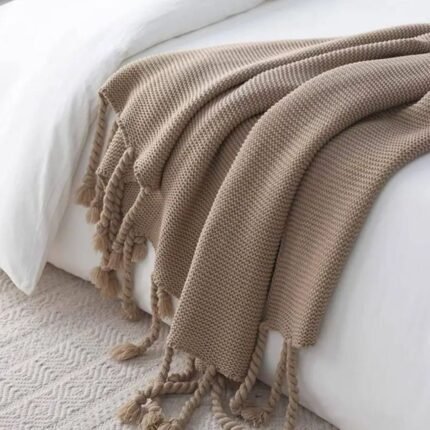 Nordic Style Chunky Braided Tassel Throw Blanket homestuffbd102