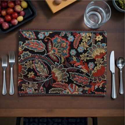 Homestuff Crimson Bloom Jacquard Table Placemats 3