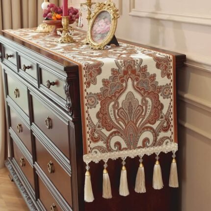 Homnestuffbd Baroque Jacquard Table Cabinet Runner 4
