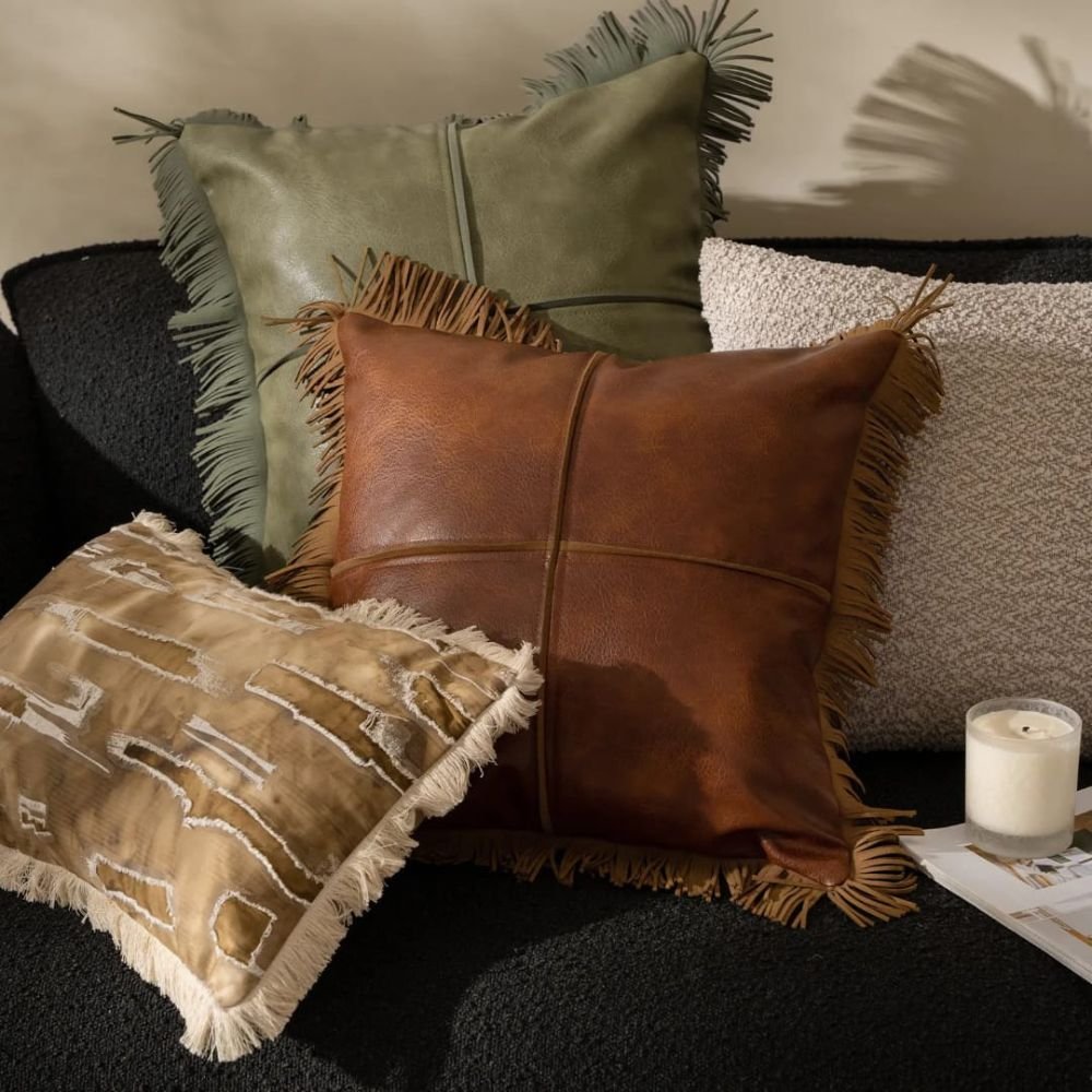 Homestuffbd Desert Boho Leather Rustic Cushion Cover 5 Homestuffbd Desert Boho Leather Rustic Cushion Cover 5