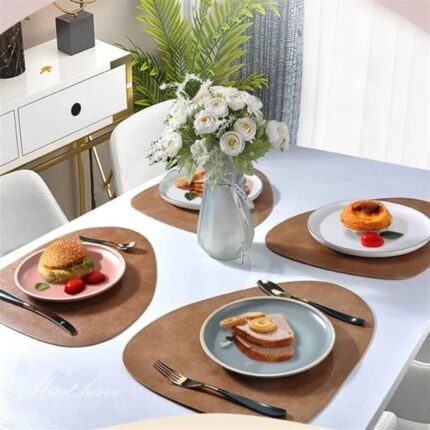 Homestuffbd Pebble Shape Waterproof Heat Resistant Leather Placemats 9