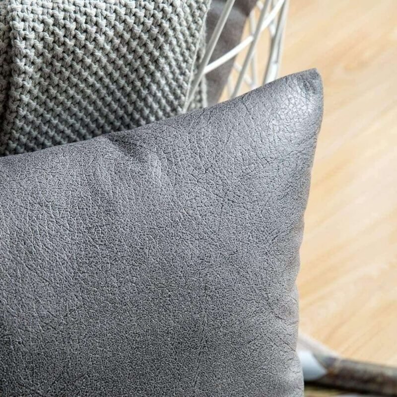 Homestuffbd Charcoal Élan Vegan Leather Cushion Cover 1