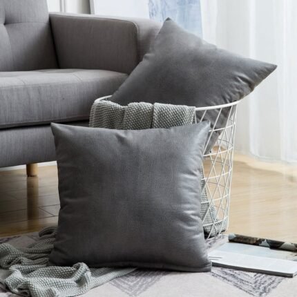 Homestuffbd Charcoal Élan Vegan Leather Cushion Cover 2