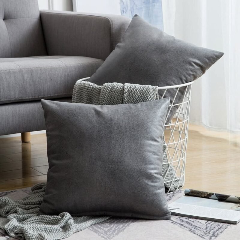 Homestuffbd Charcoal Élan Vegan Leather Cushion Cover 2